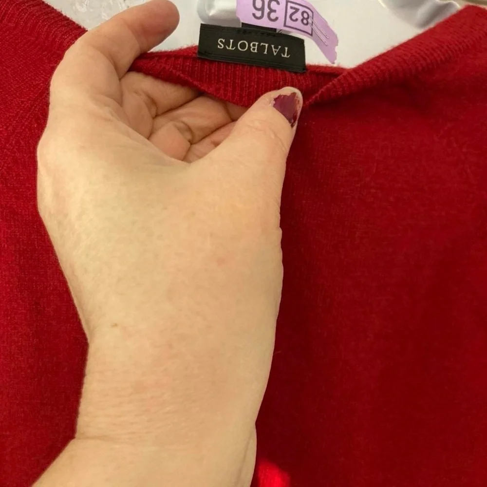 Talbots Red sequin snowflake sweater Size S #winterwear